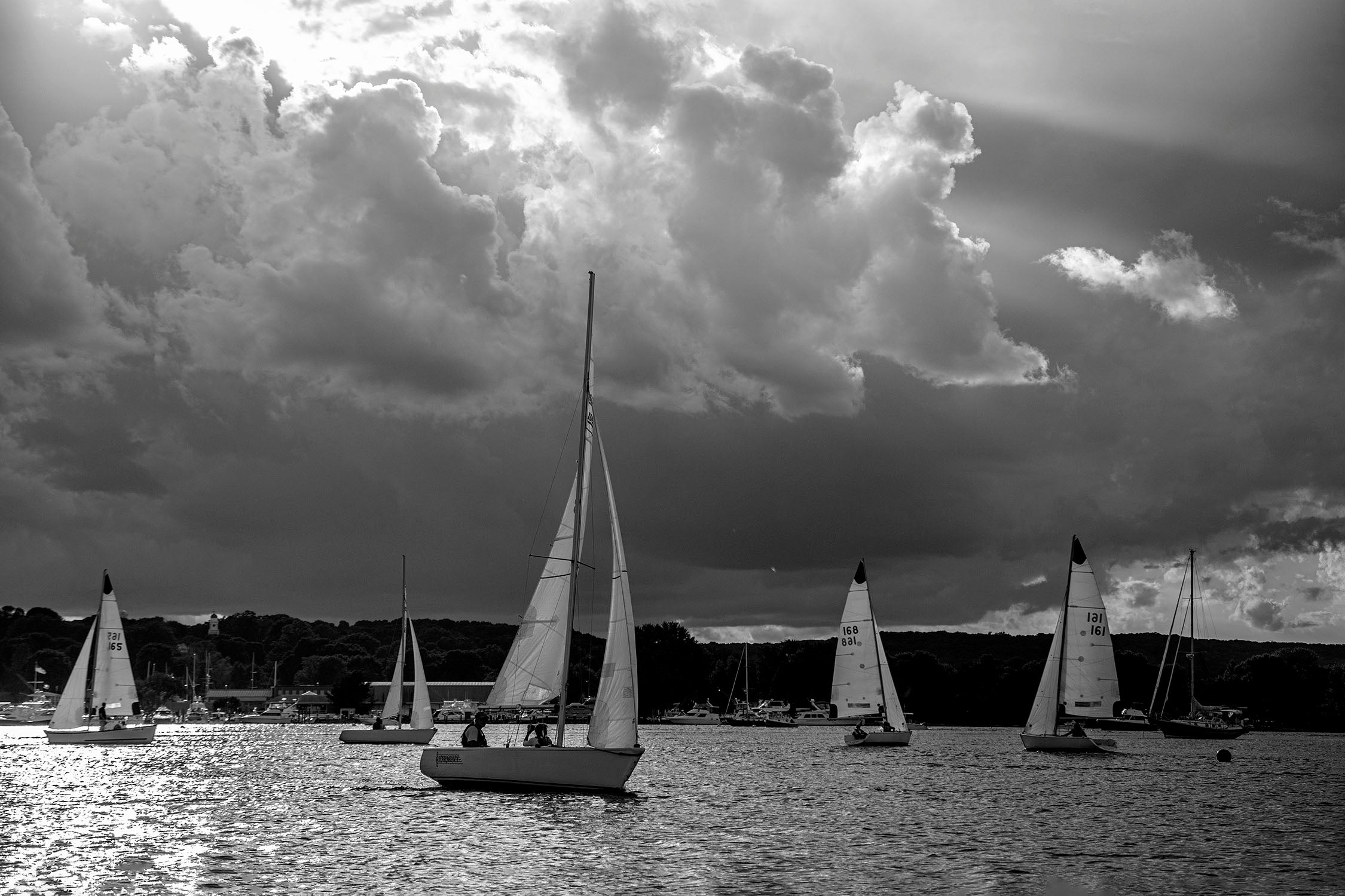 Sailboat in Essex B/W