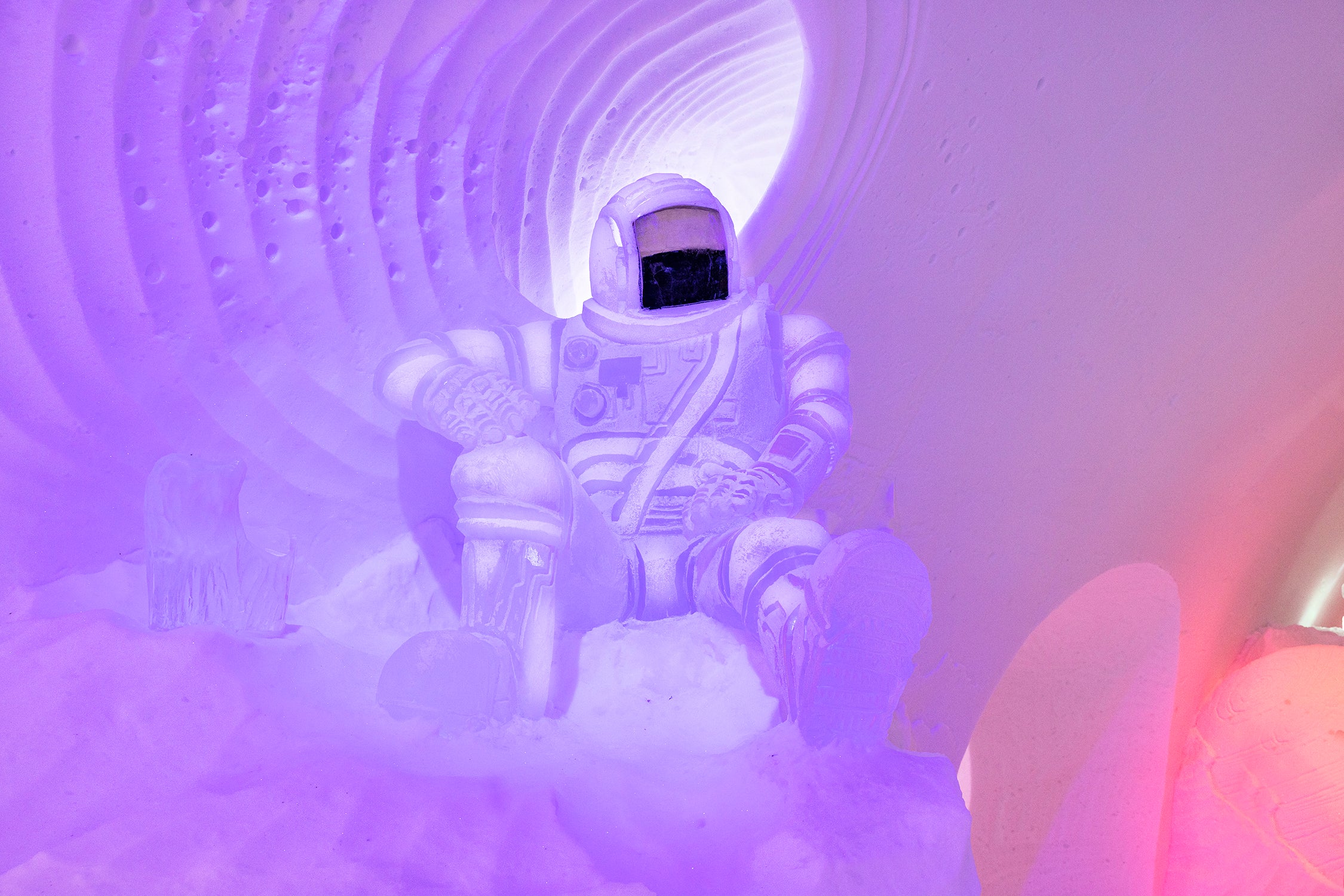 Ice Hotel Astronaught on a Rock